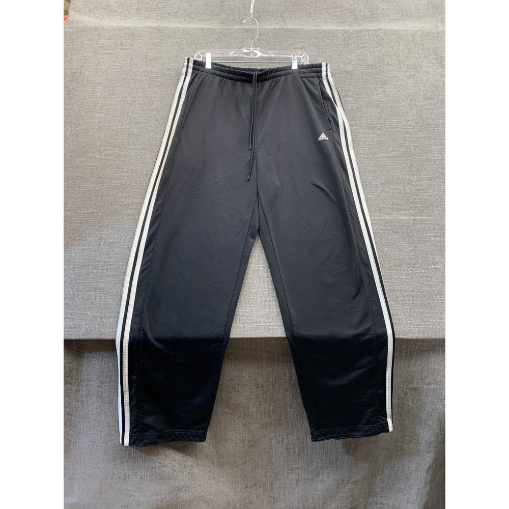Adidas Sweatpants Mens Extra Large Black Striped Straight Leg‎ Relaxed High Rise